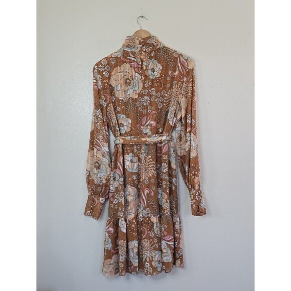 Ryegrass Long Sleeve Floral Modest Dress Womens Large Embroidered Shimmer - Picture 3 of 12